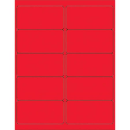 Box Partners Box Partners LL178RD 4 x 2 in. Fluorescent Red Rectangle Laser Labels - Pack of 1000 LL178RD